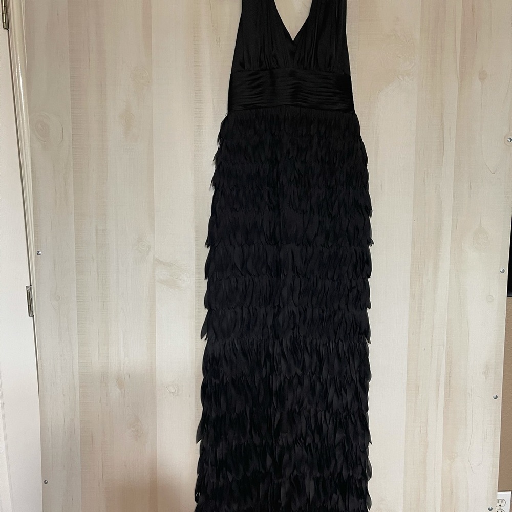 Js Collections Black Halter Feather Formal Dress 2 - image 3